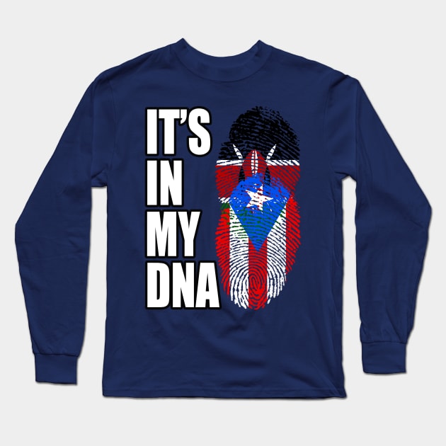 Puerto Rican And Kenyan Mix DNA Flag Heritage Long Sleeve T-Shirt by Just Rep It!!
